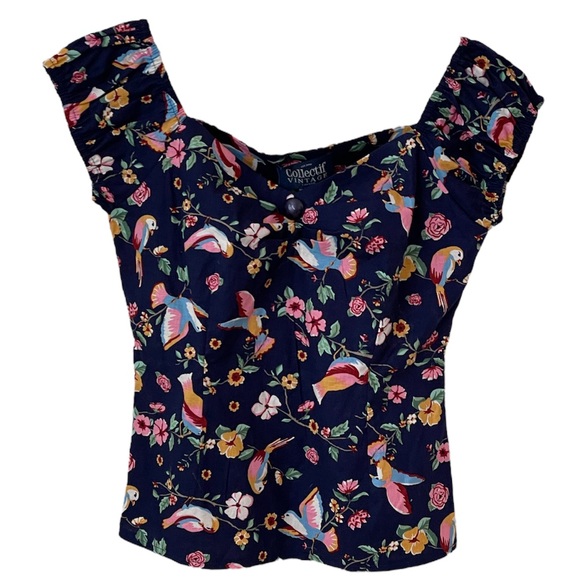 Modcloth | Tops | Collectif Dolores Charming Bird Retro Pinup Top ...